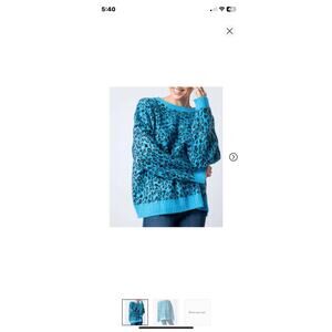 LEOPARD MOHAIR CREWNECK SWEATER &merci Ladies Size Small Blue